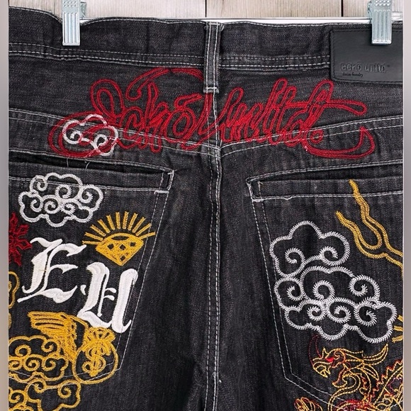 VTG Y2k Ecko Unltd Embroidered Dragon Skater Grunge Baggy Straight Leg 32W X42L - Picture 8 of 16